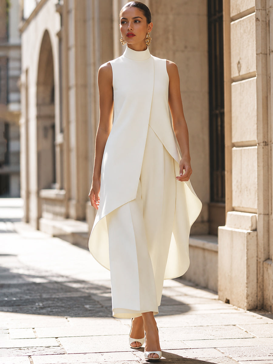 Celia | Mono Largo de Pierna Ancha con Cuello Alto