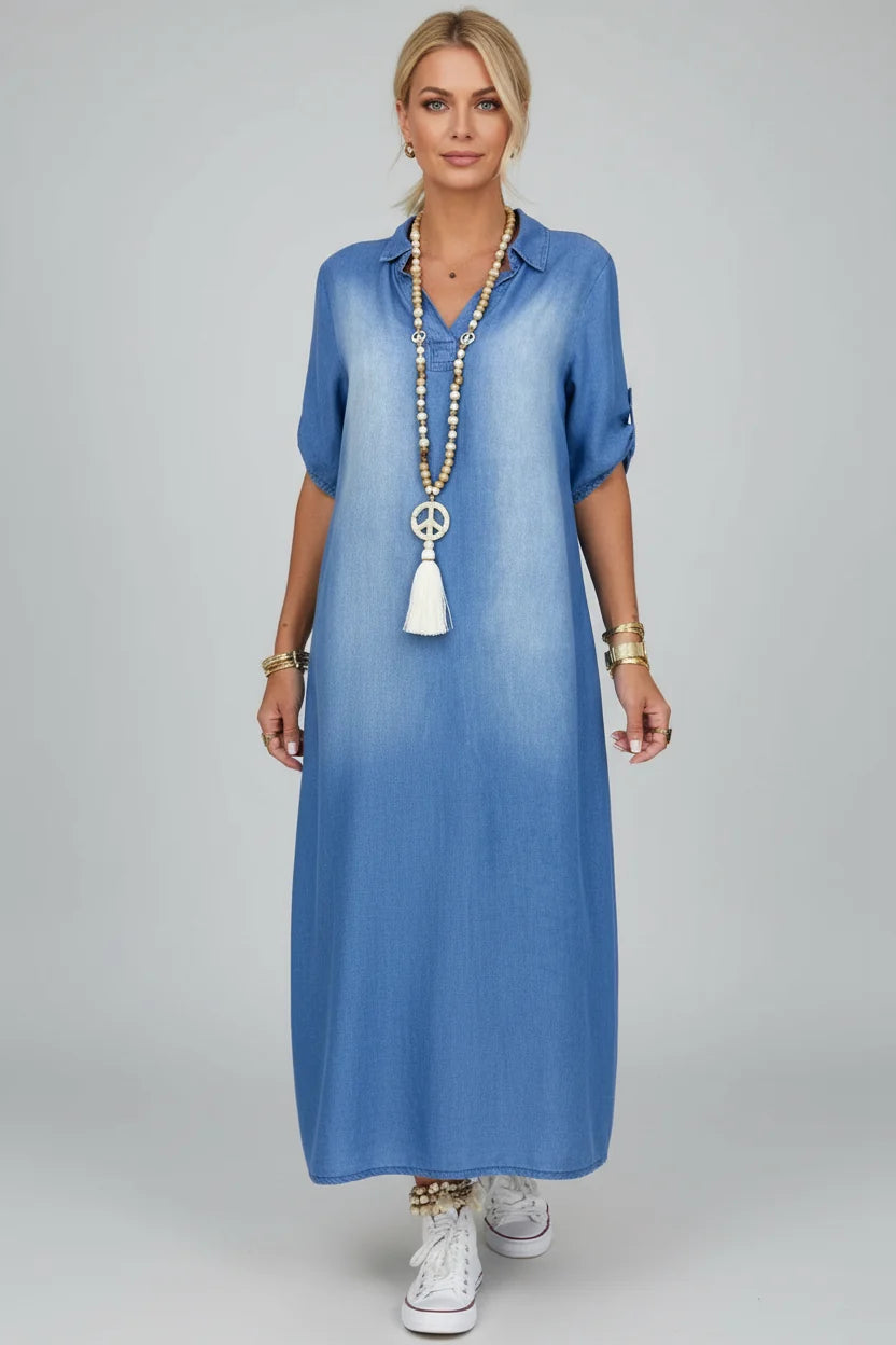 Inea – Vestido denim con cuello en V