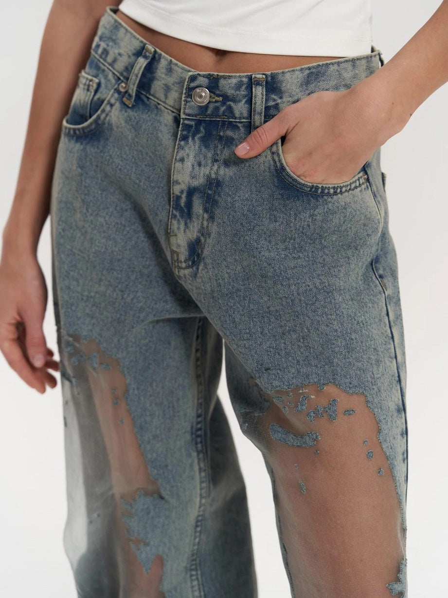 VAQUEROS DE CORTE REGULAR | MALLA TRANSPARENTE PREMIUM