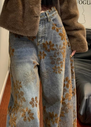 CATHERIN | JEANS WIDE LEG FLORAL