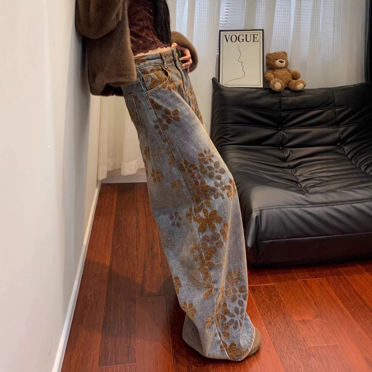 CATHERIN | JEANS WIDE LEG FLORAL