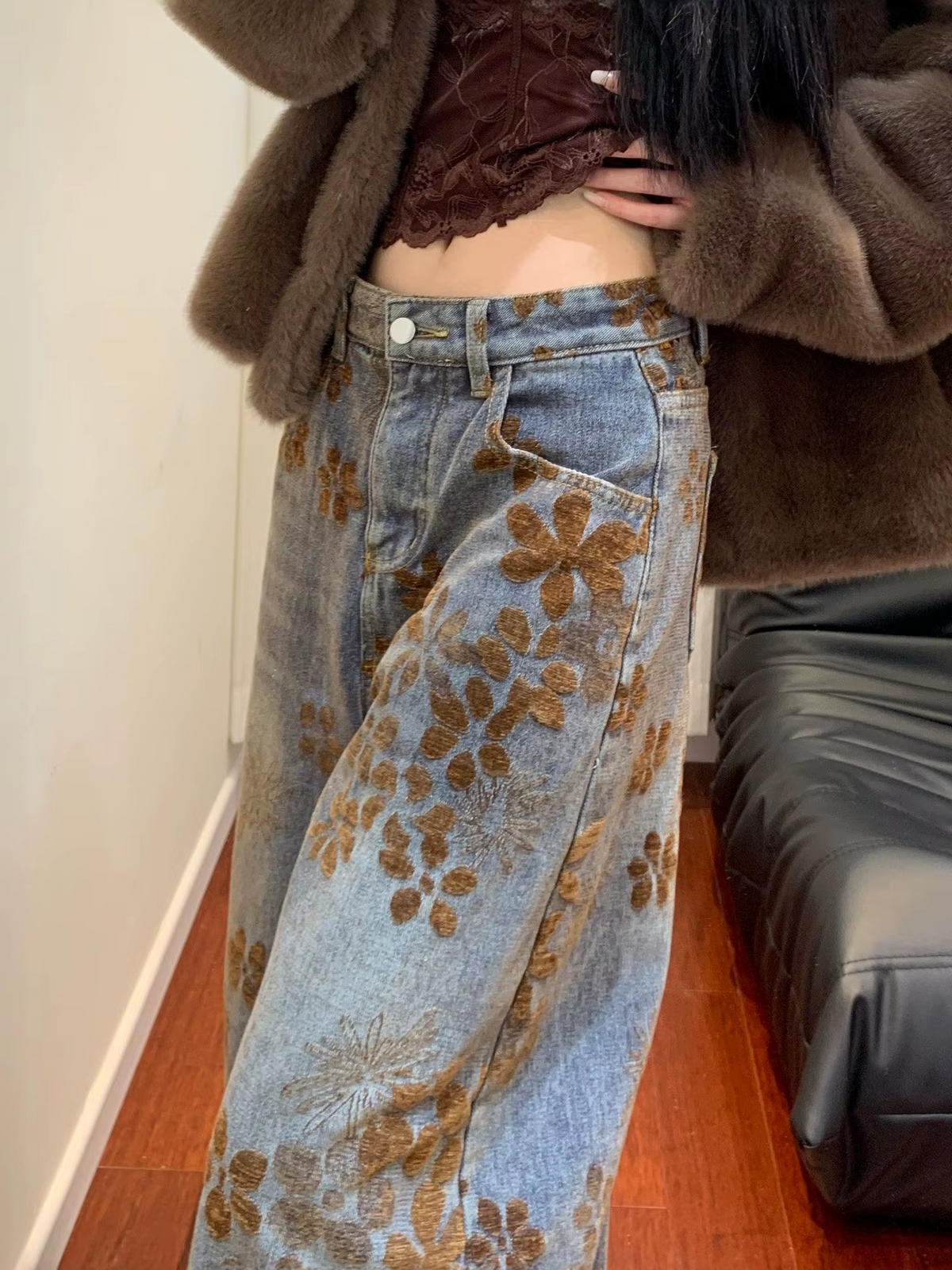 CATHERIN | JEANS WIDE LEG FLORAL