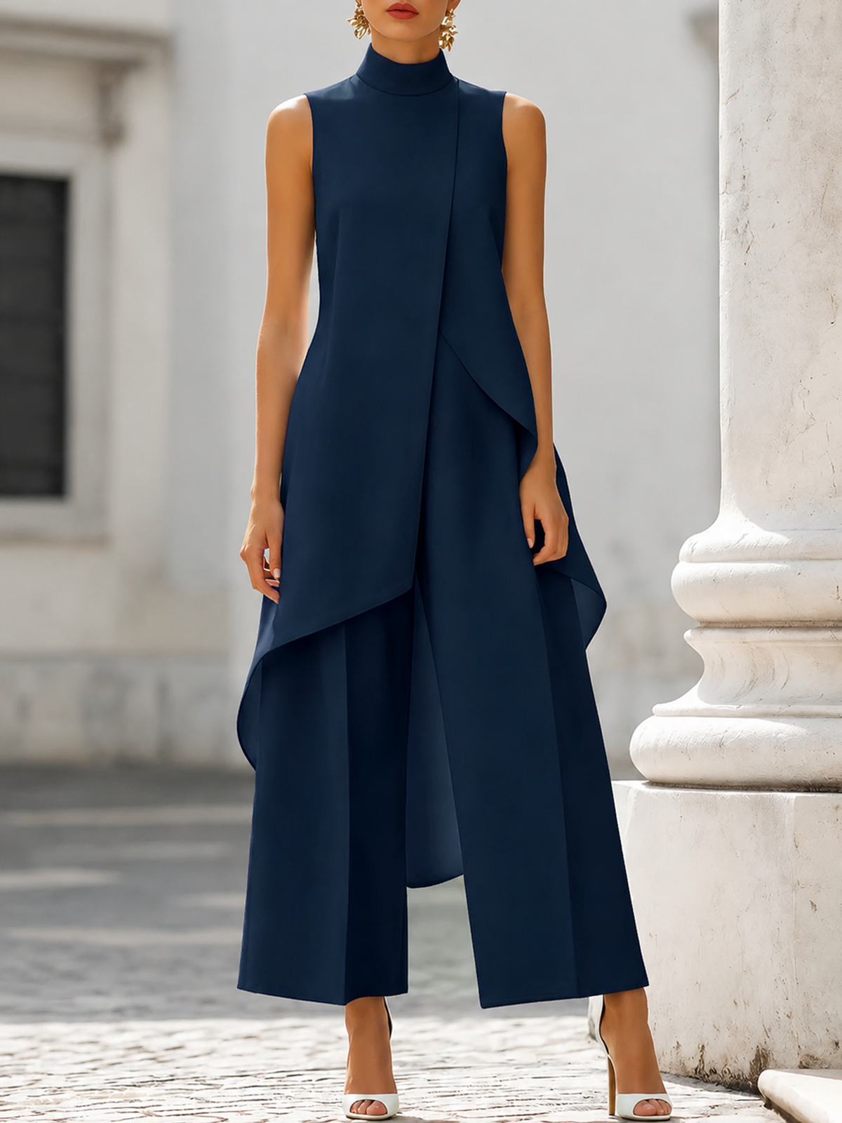 Celia | Mono Largo de Pierna Ancha con Cuello Alto