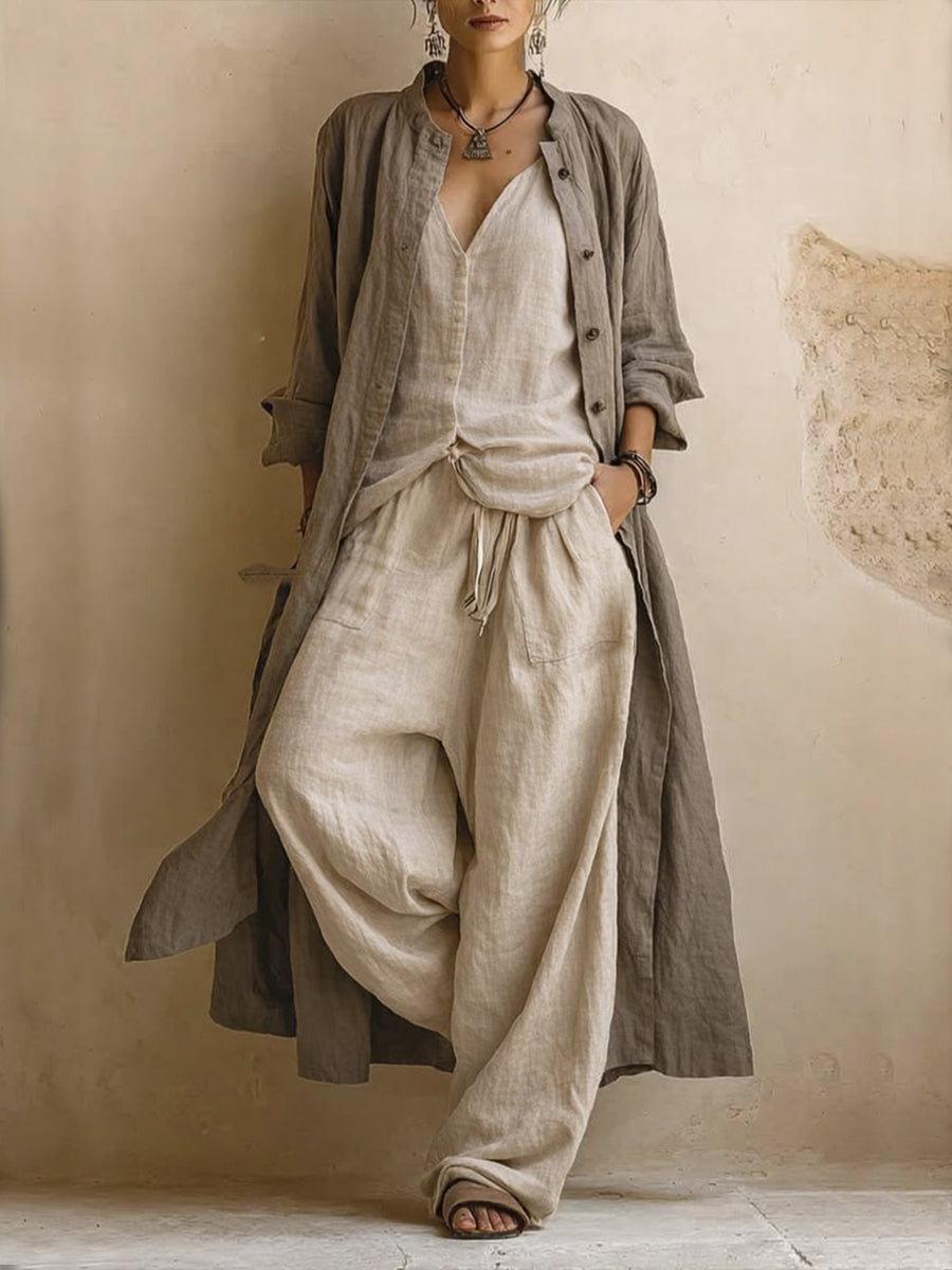 Amelia | Conjunto de Tres Piezas con Chaqueta Larga